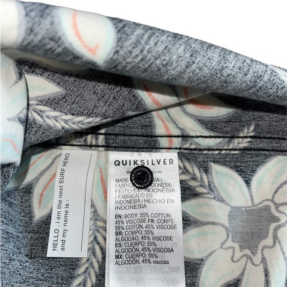 Little Boys Quicksilver Floral Button down - Picture 4 of 5